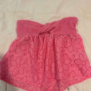 Pink Strapless Floral Top